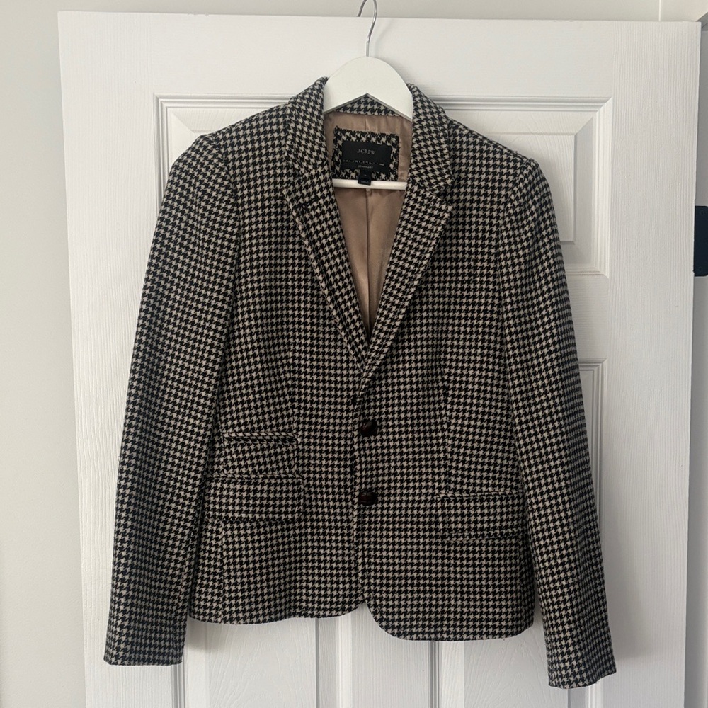J. Crew Black and White Houndstooth Blazer
